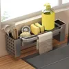 Sink Drain Rack With Hanging Rod Rust-Proof Sponge Holder Faucet Storage Soap Drainer Towel Racks Organizer Kitchen Accessories 1