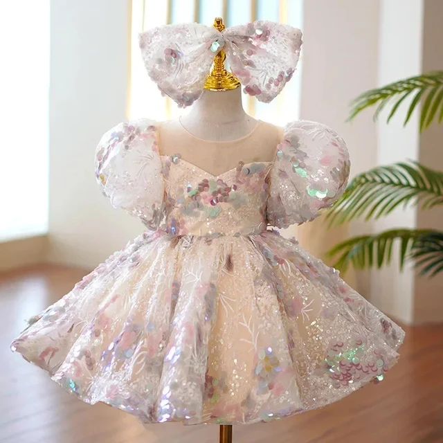 Children Evening Dresses for Girls 3 12 14 Years Kids Birthday Party Luxury 2022 Fluffy Ball Gown Wedding Prom Formal Lace Dress 1