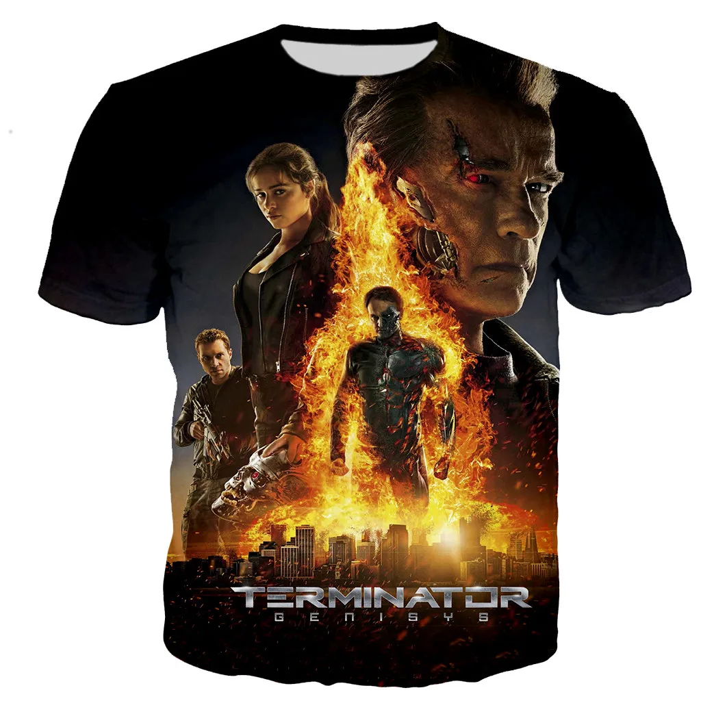 

Футболка Terminator оверсайз для мужчин и женщин, Повседневная стильная рубашка с 3D принтом, уличная одежда в стиле Харадзюку, на лето