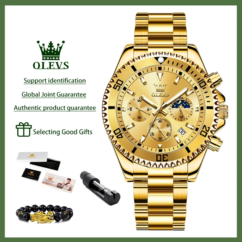OLEVS 2870 ساعات رجالية مرحلة القمر الصلب التقويم...