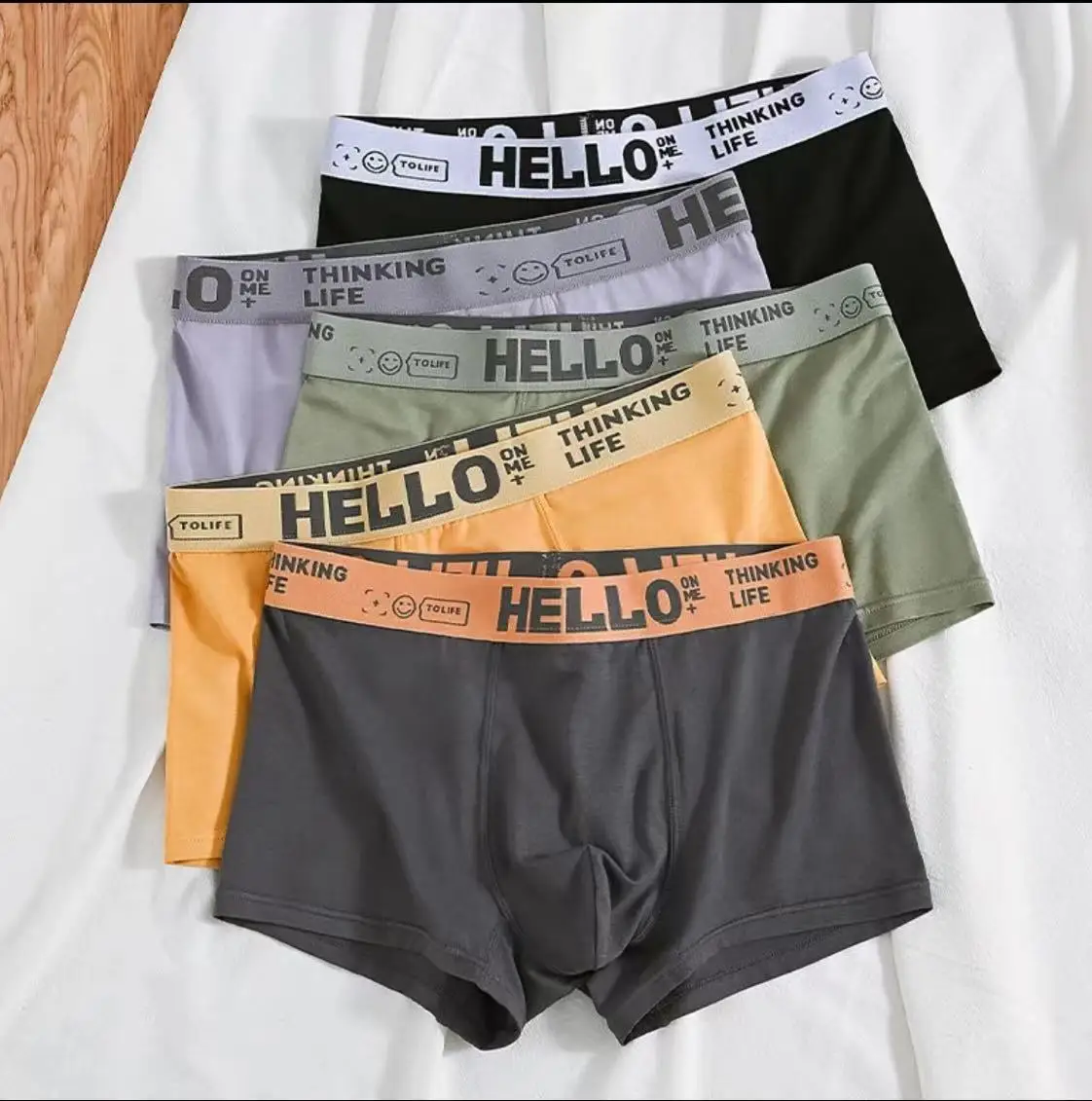Boxer shorts men breathable antibacterial four-corner knitted mid-waist