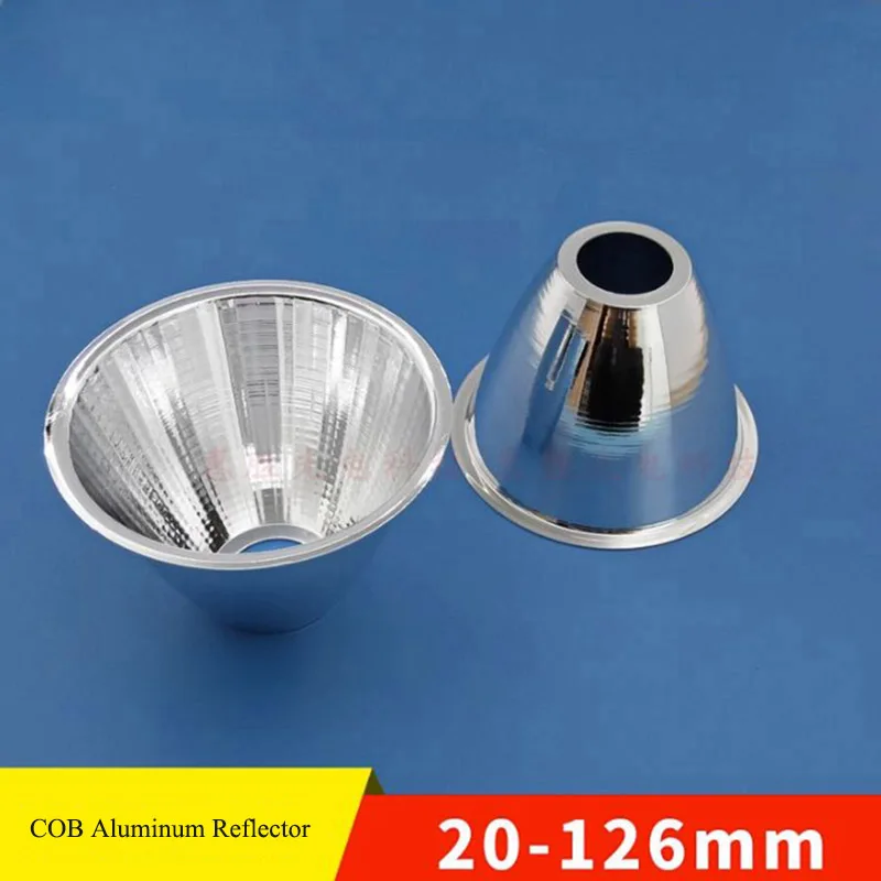 Optical LED Aluminium Reflector Cup for COB Lamp Bead 20-126mm 15-120 Degree Lampshade Replacement Reflective Bowl for DIY Light