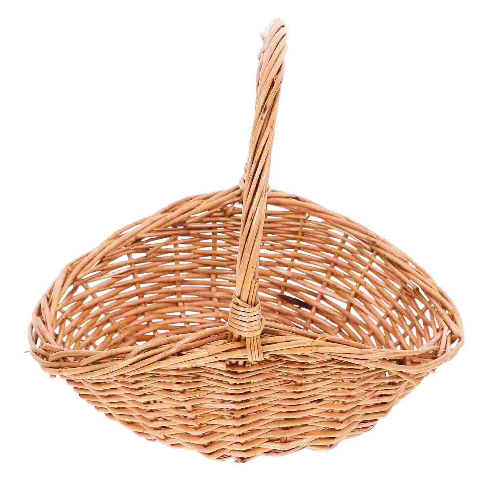 

Wicker Woven Basket Willow Gift Basket Fruit Picnic Easter Candy Serving Basket Handles Rattan Food Storage Basket Wedding
