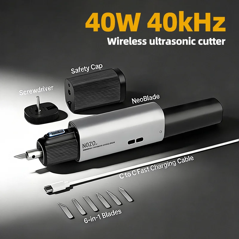 호조 네오블레이드 무선 초음파 커터 나이프 40kHz 진동 40W 자동 전력 조절 플라스틱 레진 3D 프린팅 목재 공구