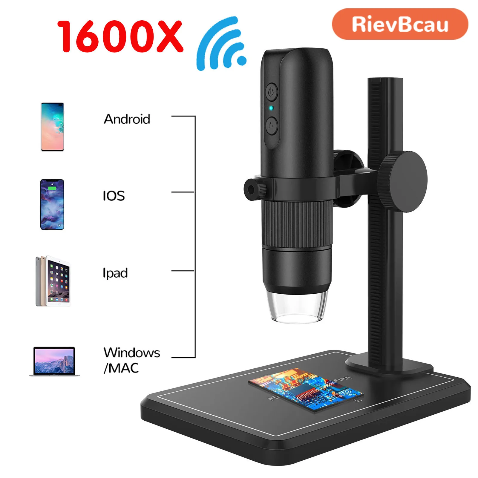 RIEVBCAU Digital Microscope Newest 1600X Professional USB With 8 LED Endoscope Camera Magnifier For Phone PC Coin Soldering Tool 5