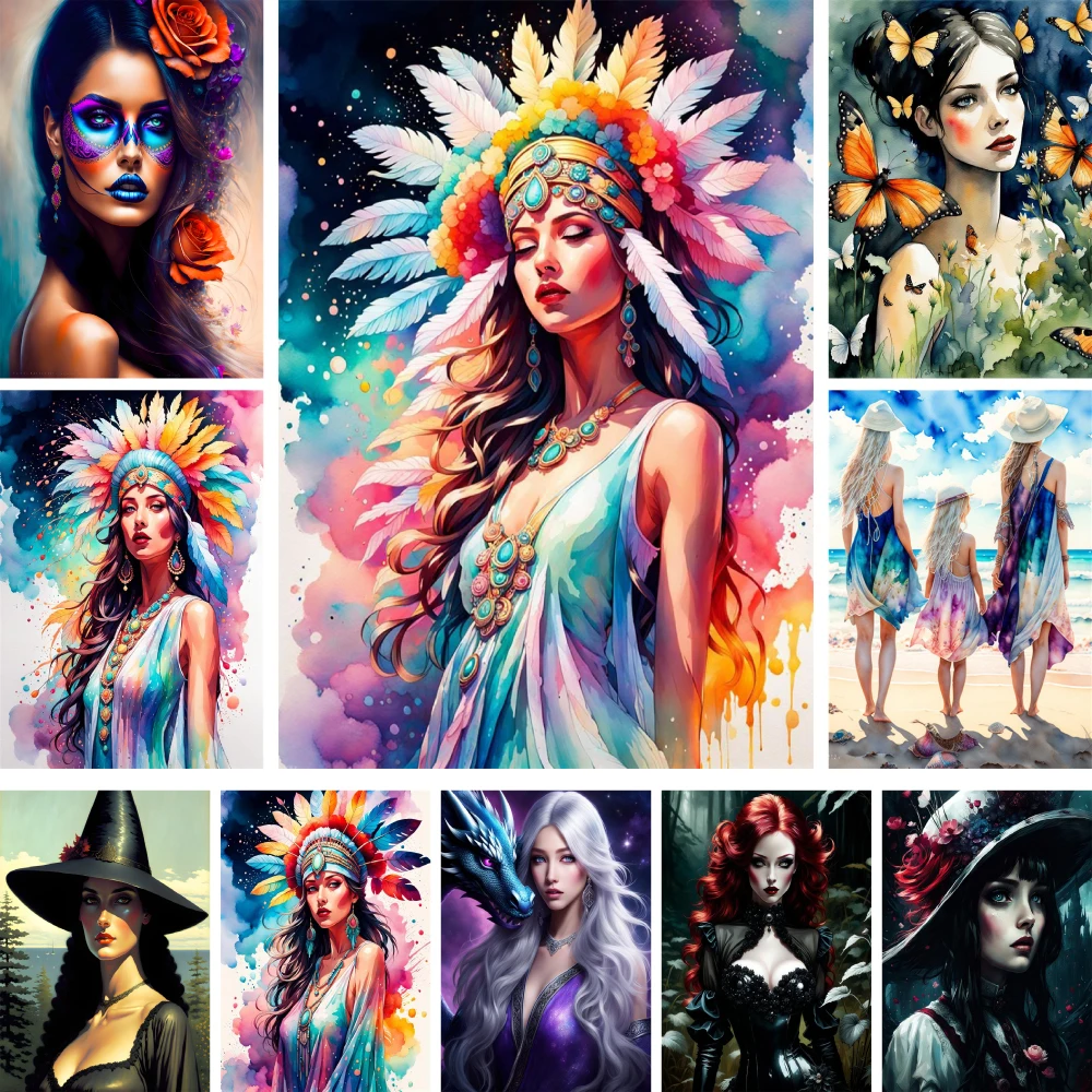 

Портрет индийские женщины картины с цифрами краски 20x30 DIY масляная краска искусство и ремесла для взрослых настенное искусство подарок для детей оптовая продажа Лидер продаж