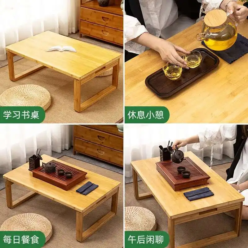 Modern minimalist Japanese-style balcony bay window coffee table tatami table home floor folding solid wood Zen low