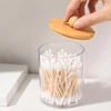 1/3pcs Qtip Holder Dispenser with Bamboo Lid Clear Black Cotton Ball Swab Cotton Round Pads Bathroom Apothecarey Jar Set 5