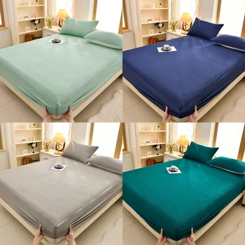 Housse de matelas imperméable douce et confortable, 1 pièce, protection de matelas à 3 couches, drap-housse de literie de couleur unie 1