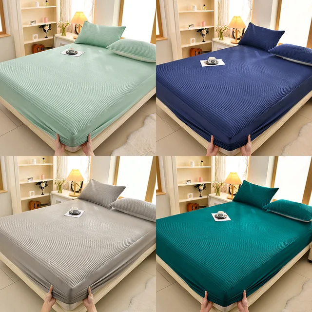 Housse de matelas imperméable douce et confortable, 1 pièce, protection de matelas à 3 couches, drap-housse de literie de couleur unie 1