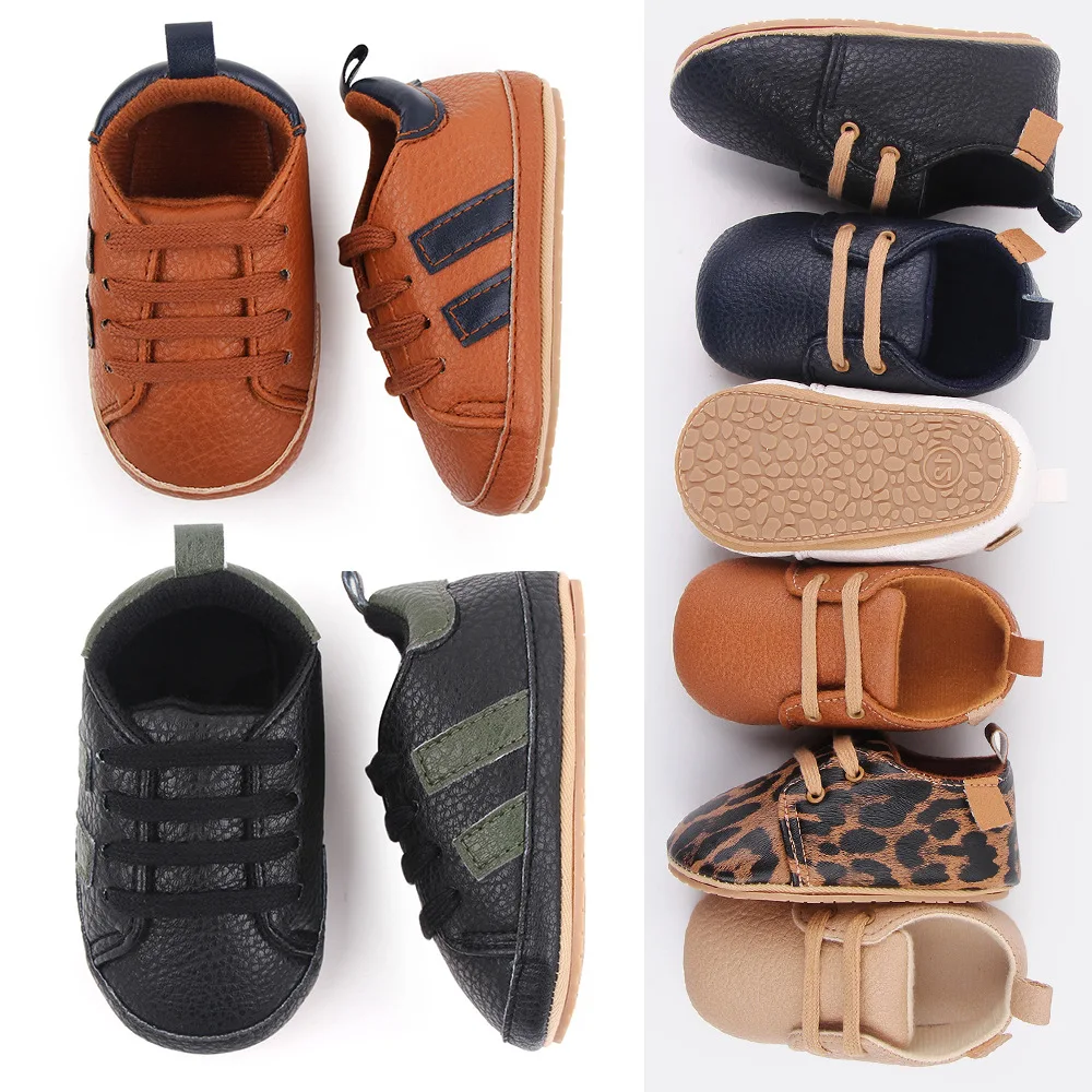 Newborn Baby Boy Shoes Fashion Cute Pu Leather Baby Sneakers Rubber Sole Antiskid Baby Shoes Girl Toddler Infant Crib Shoes baby boy shoes baby sock shoes nonslip floor socks shoes baby girl soft rubber sole shoes baby toddler sock shoes baby booties