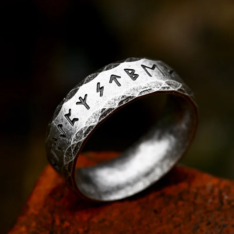 Norse Viking Rune Ring - Titanium Stainless Steel, Unisex, Black/Silver/Gold, Sizes 7-12