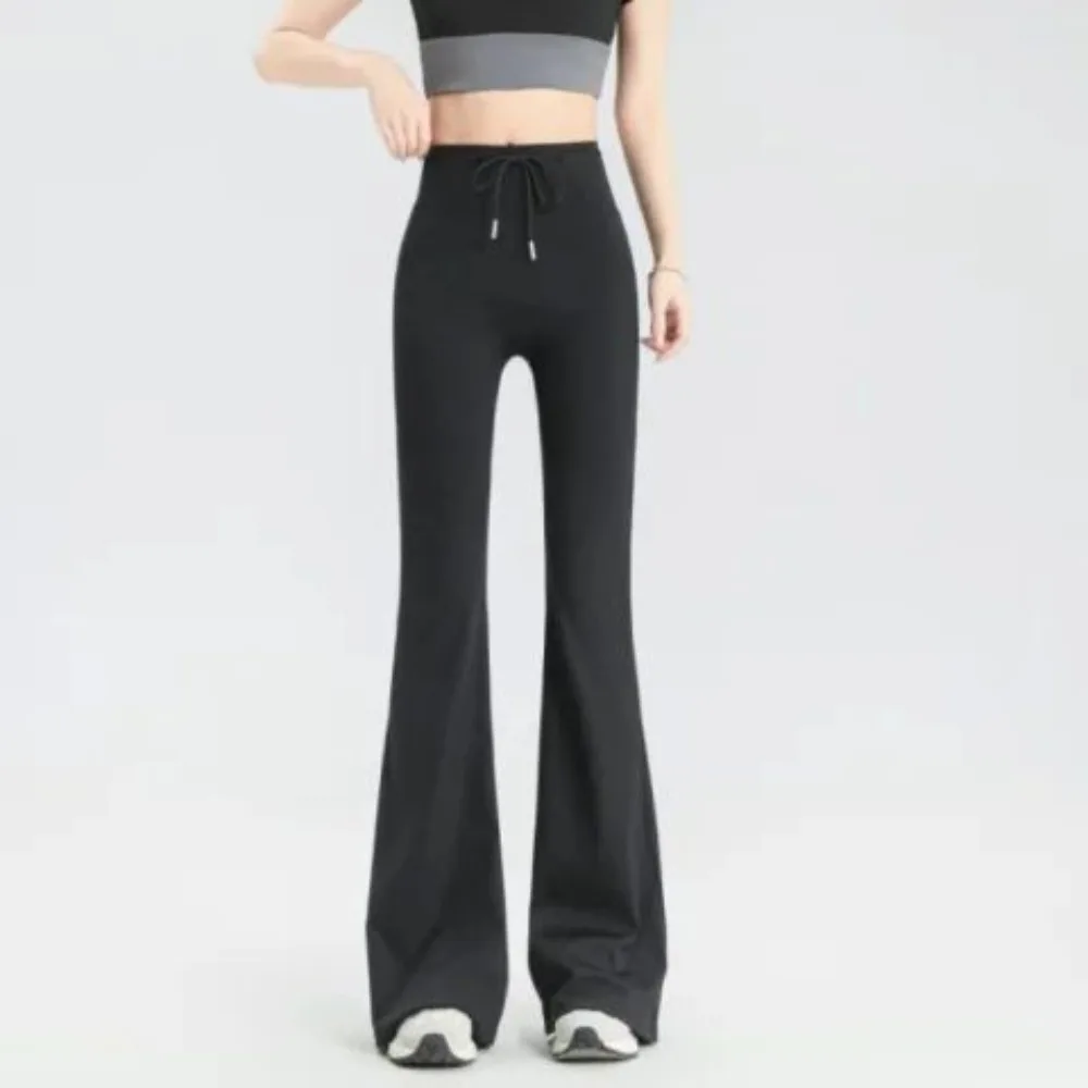 Open Crotch Outdoor Sex Pants Women Peach Hip Push Up Leggings Plus Size Sport Shark Bell-Bottom Yoga Fitness Wide Leg Trousers