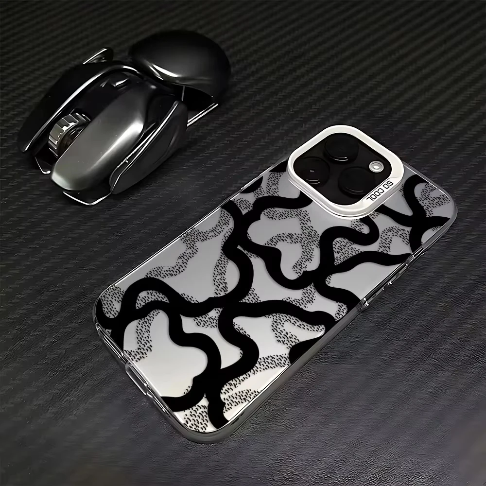 Sleek Black Lines Frosted Washable Case - Durable Acrylic Silicone Cover
