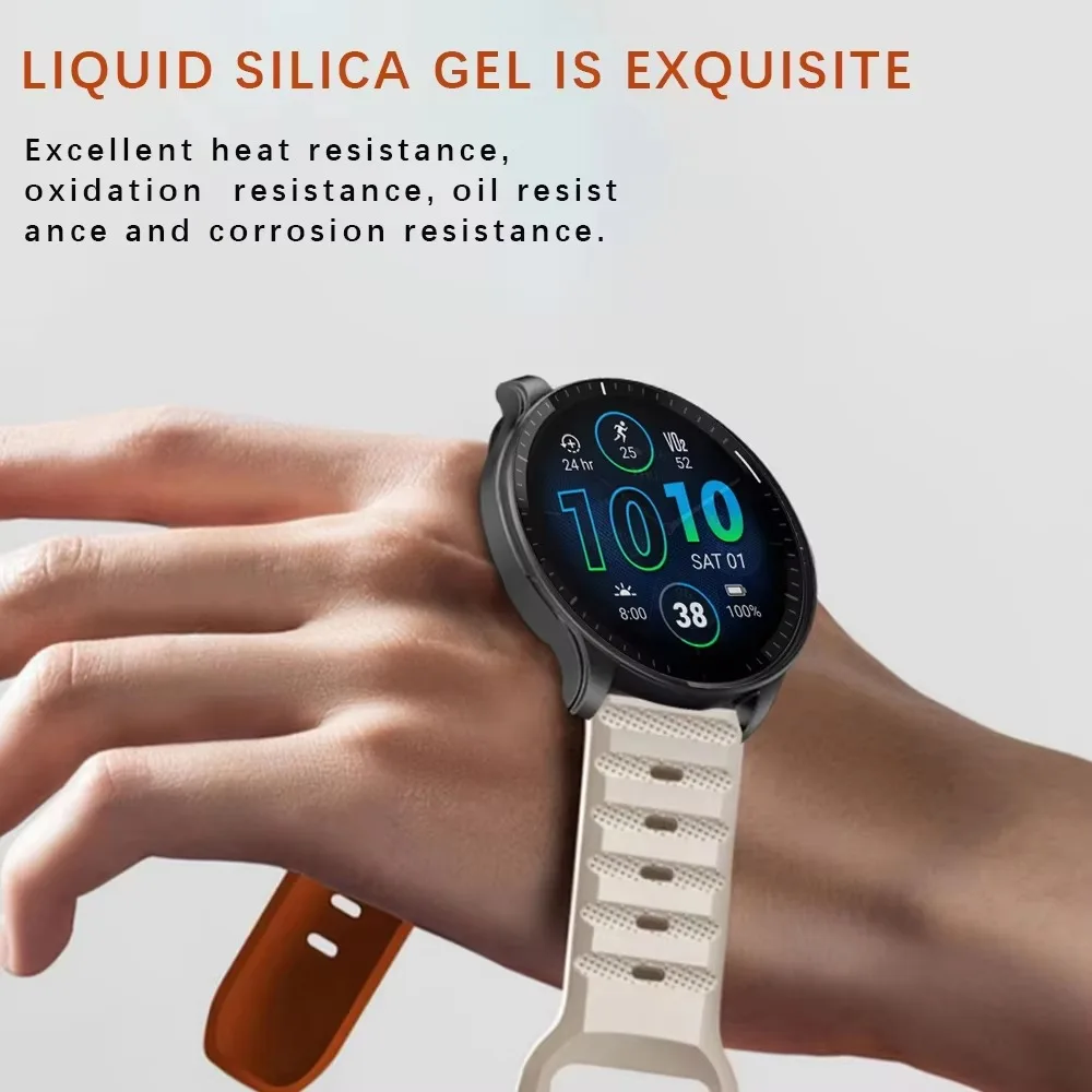 Comfortable & Breathable Silicone Wristband, 20mm/22mm, Replaceable Strap for Smartwatches