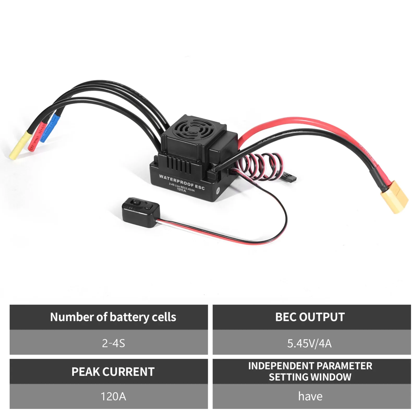 ESC 120A pour drone FPV avec connectique T/XT60 et dissipateur thermique