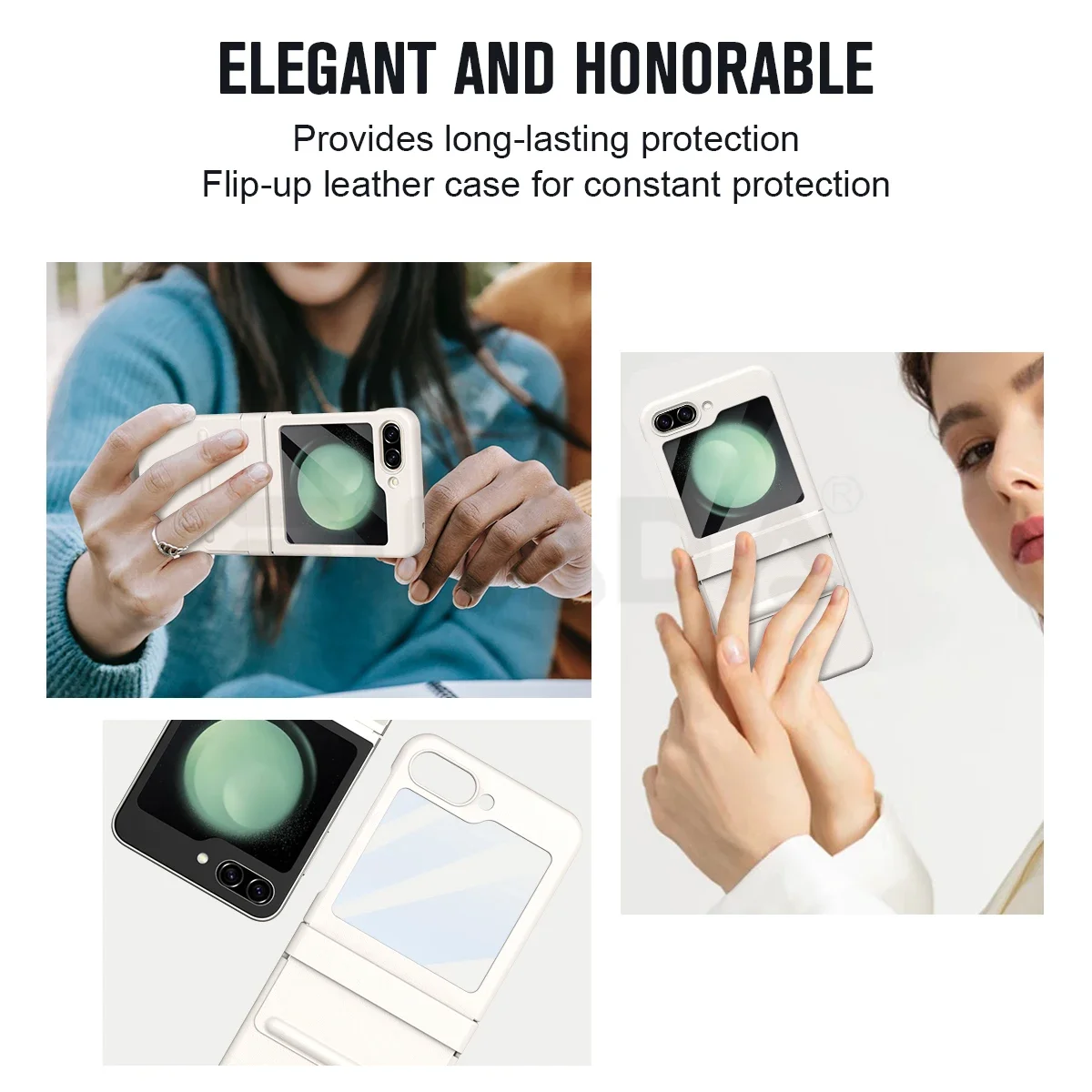 For Samsung Galaxy Z Flip 5 4 3 Case Luxury Skin Friendly Matte Leather Hinge Protect Folding Shockproof Hard Cover Accessories