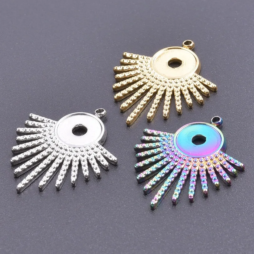 

WZNB 5Pcs Tassel Sun Sector Stainless Steel Charms for Jewelry Making Earring Pendant Necklace Accessory Diy Material Wholesale