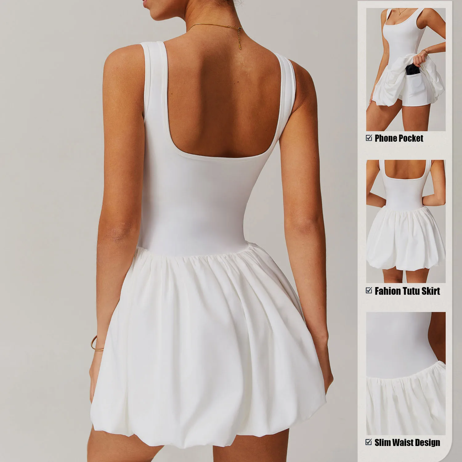 Cloud Hide Workout Running Dress Golf Tennis Gym Yoga Dresses Women Girl Safe Long Tutu Skirts Fitness Sports One Piece Dress