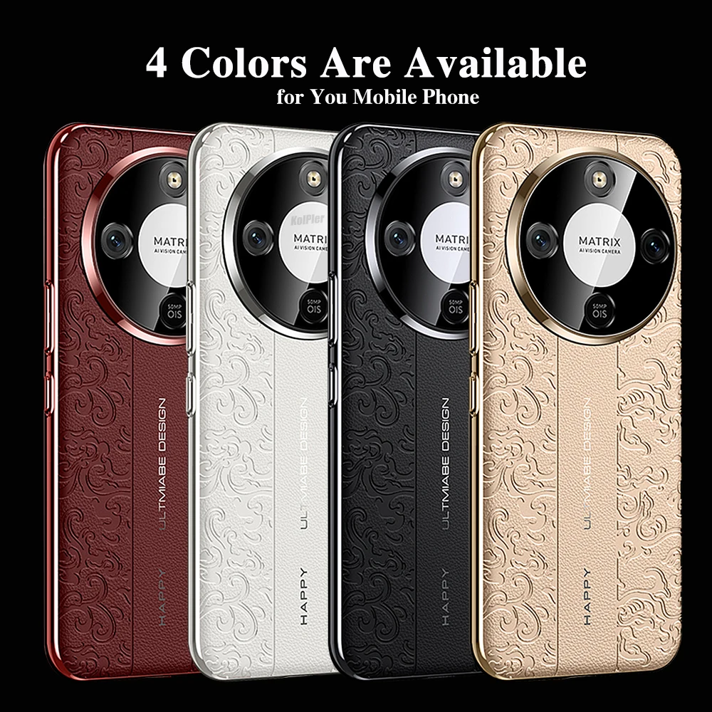 Luxury 3D Texture Leather Hybrid Case with Gold Edging - Slim Shockproof Protective Cover