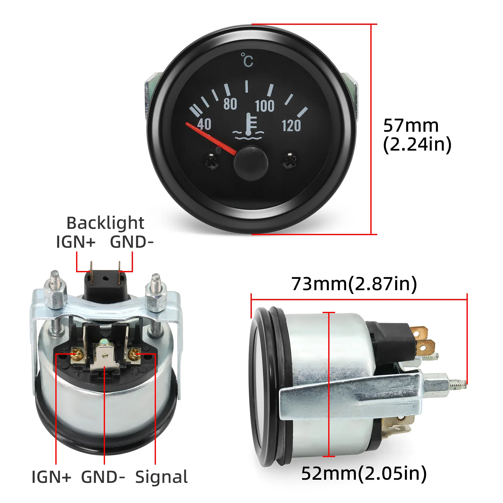 52mm 디지털 전압 게이지 8-16V/16-32V 전압계 유압 오일 온도 수온계 자동차 트럭용 디지털 자동차 포인터
