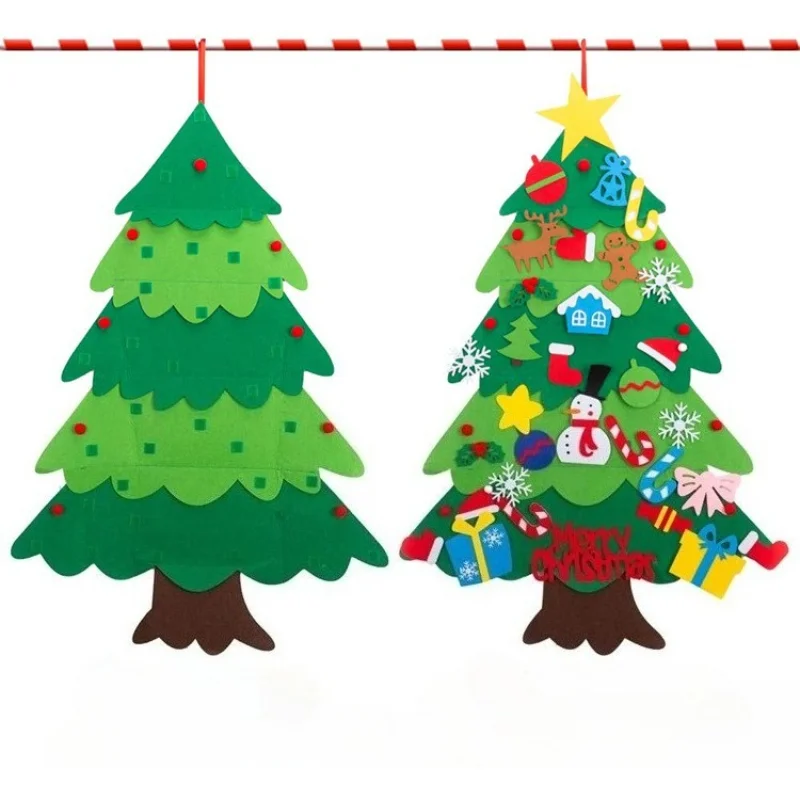 DIY Felt Christmas Tree Christmas Decoration for Home Navidad 2026 New Year Christmas Ornaments Santa Claus Xmas Kids Gifts