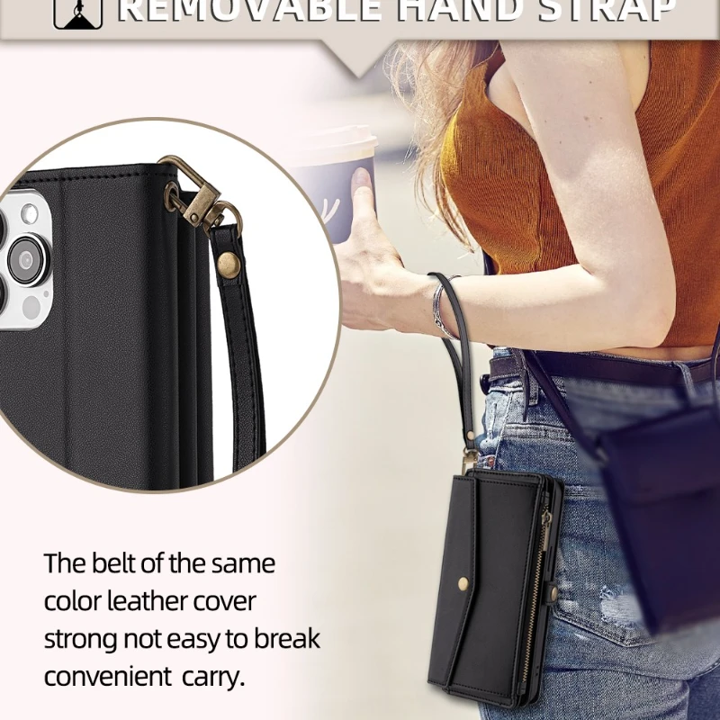 Crossbody Flip Wallet Phone Case with Stand and Card Slot