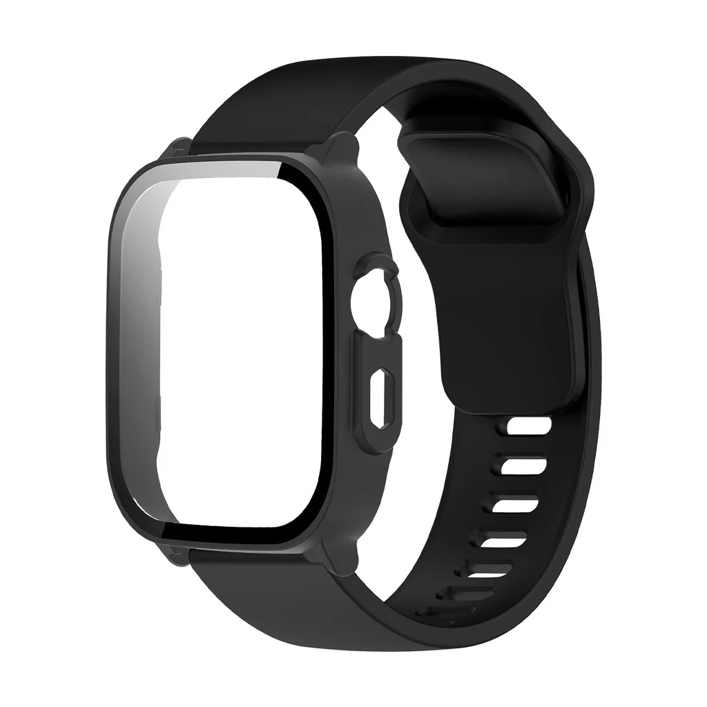 5-Piece Protective Set: Shell, Tempered Glass Protector, & Silicone Strap Band