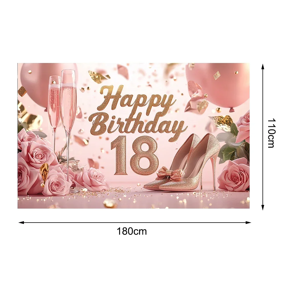 Happy 18th Birthday Banner nero oro festa di compleanno