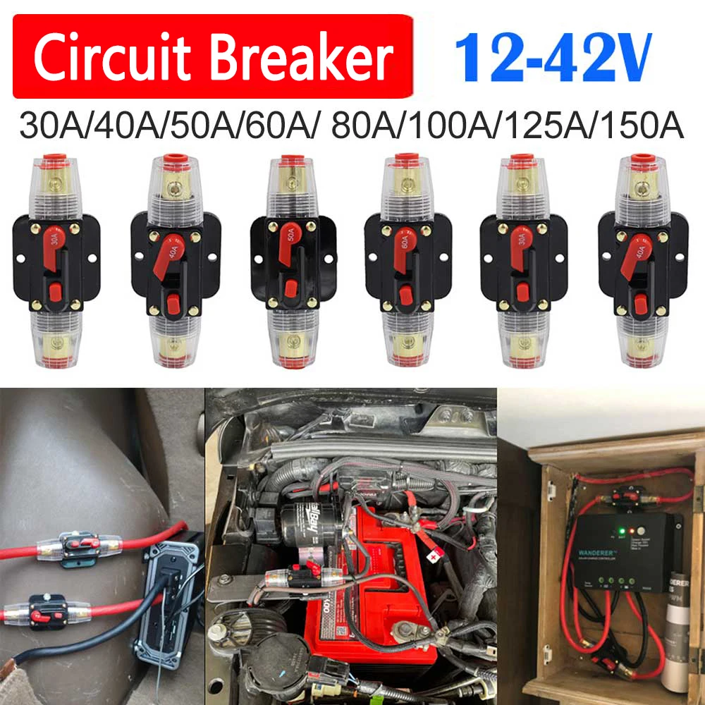 20A 30A 40A 50A 60A 80A 100A 125A 150A Resettable Circuit Breaker 12V 24V DC Car Truck Audio Resettable Fuse Circuit Breaker,circuit breaker,resettable fuse
