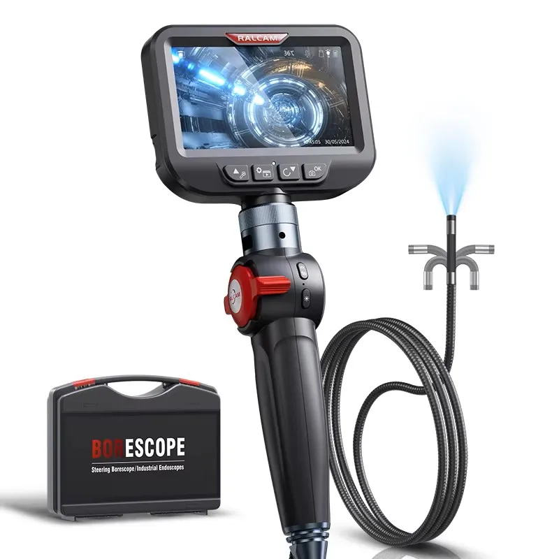 랄캠 관절형 내시경 180 °   8.5mm 내시경 검사 카메라 4.3인치 화면 파이프 카메라 LED 내장