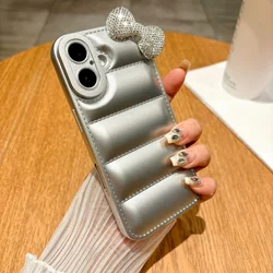 Luxury and Fashionable Diamond Bow Soft Down Jacket Phone Case - POCO M6 Plus 5G (1)