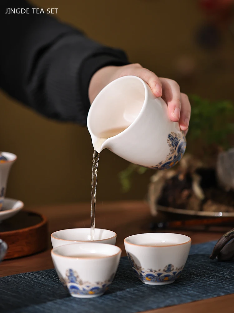 Ceramic Filter Fair Cup Exquisite Filter Tea Separator Set Combination Chinese White Porcelain Household Tea Set Accessories