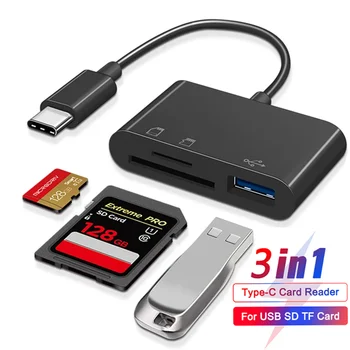 C타입 마이크로 어댑터, TF CF SD 메모리 카드 리더 USB-C, 맥북, 화웨이, 삼성, 샤오미, OTG 라이터, 컴팩트 플래시용, 3in 1