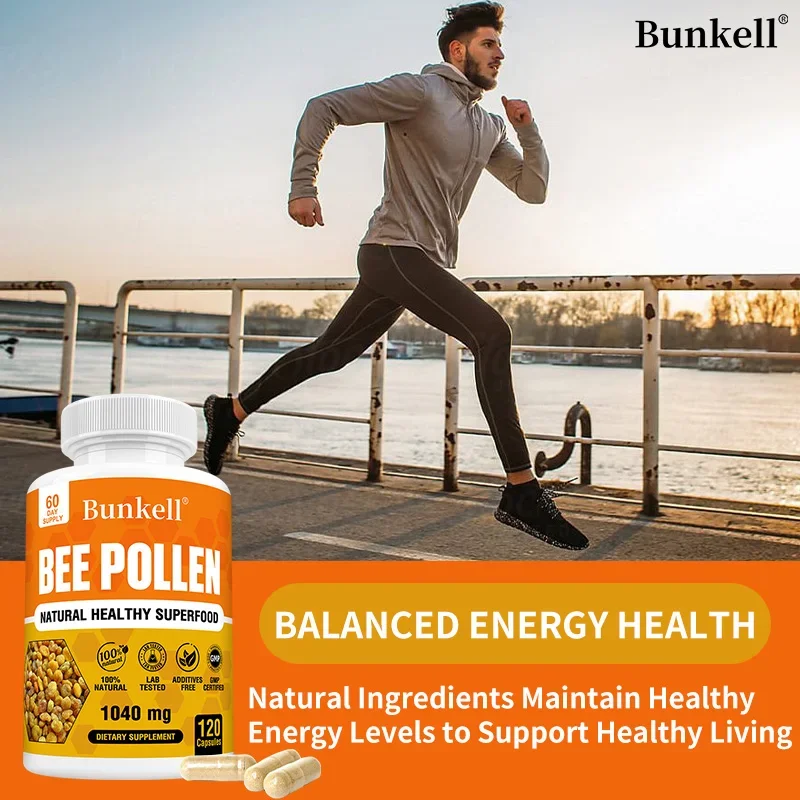 Bee Pollen Supplements-Natural Bee Pollen Vegetarian Capsules-Protein, Amino Acids, Immune Support and Antioxidant