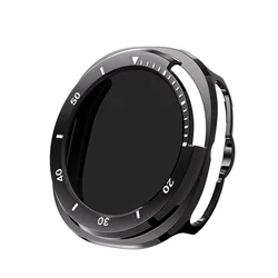 Premium Privacy Tempered Glass Case with Anti-Peeping Film Cover for 8 Classic 46mm (Black White)