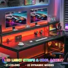 Gaming Desk with Power Outlet, Computer Desk with LED Lights, L Shaped Desks with Drawers, Reversible Home Office Desks 3