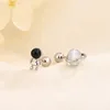 Silver Color Screw Back Helix Piercing Stud Earrings For Women Cubic Zirconia 925 Silver Needles Cartilage Earring Jewelry 2pcs 3