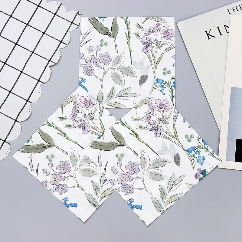 New High-end Two-layer Printed Napkins Colourful Greenery Pure Wood Pulp Paper Towels DIY Handmade Butterfly Bone Bart Paper 20p