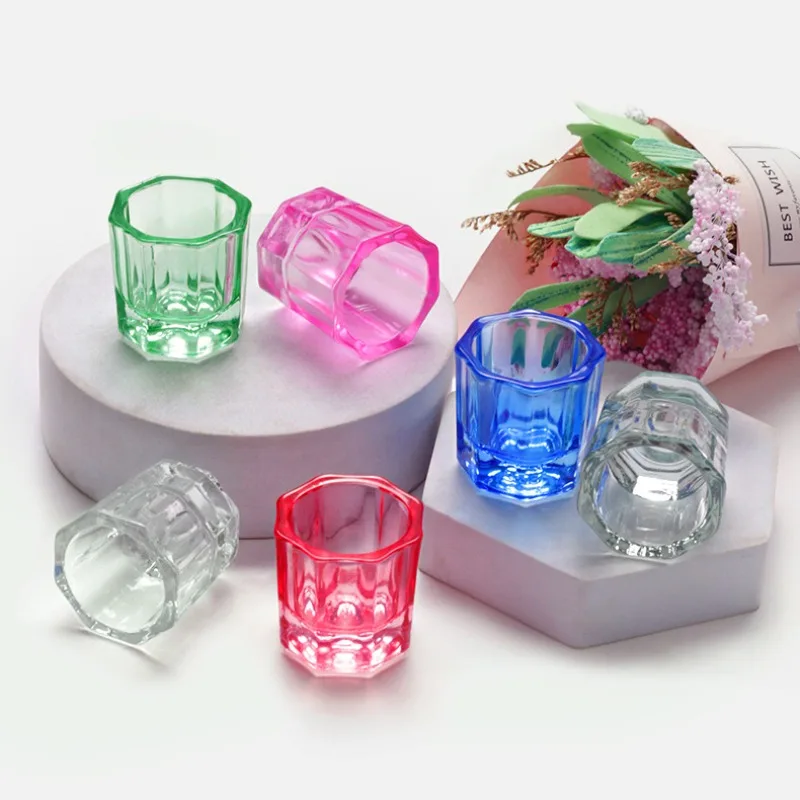 Nail Acrylic Liquid Nail Powder Acrylic Nail Powder Manicure Tools Nail Tools Crystal Glass Acrylic Powder Liquid Nail Cup Colorful Clear Dappen Dish Lid Bowl Cup Holder