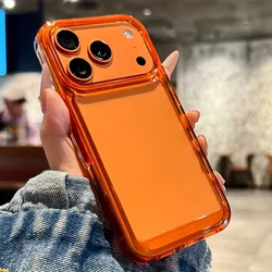 Luxury Transparent Shockproof Orange Phone Case with Clear Bumper Acrylic Cover - iPhone 17 (Orange)
