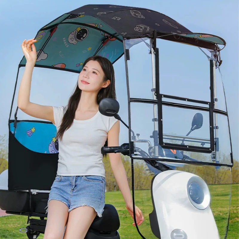 전기 자동차용 접이식 차양막, 방수 및 자외선 차단 기능의 배터리 구동 오토바이 우산
