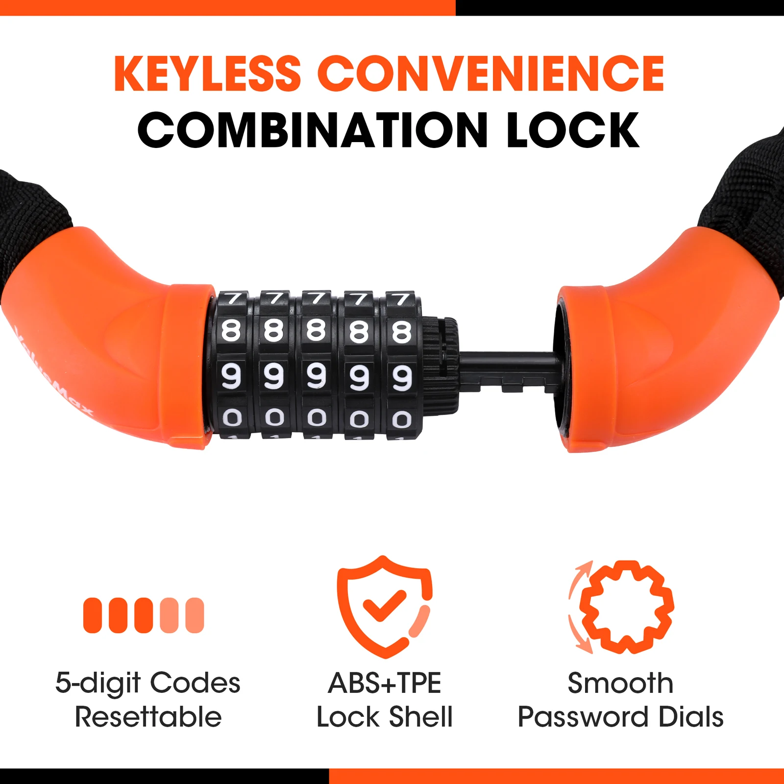 ValueMax 6*1000mm Password Bike Chain Lock Anti-theft Bicycle Lock Mountain MTB Road Bike Safety Motorcycle Scooter Accessories