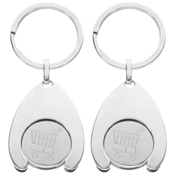 Set of 2 Metal Trolley Coin Holder Keychain Pendants (Style 1)