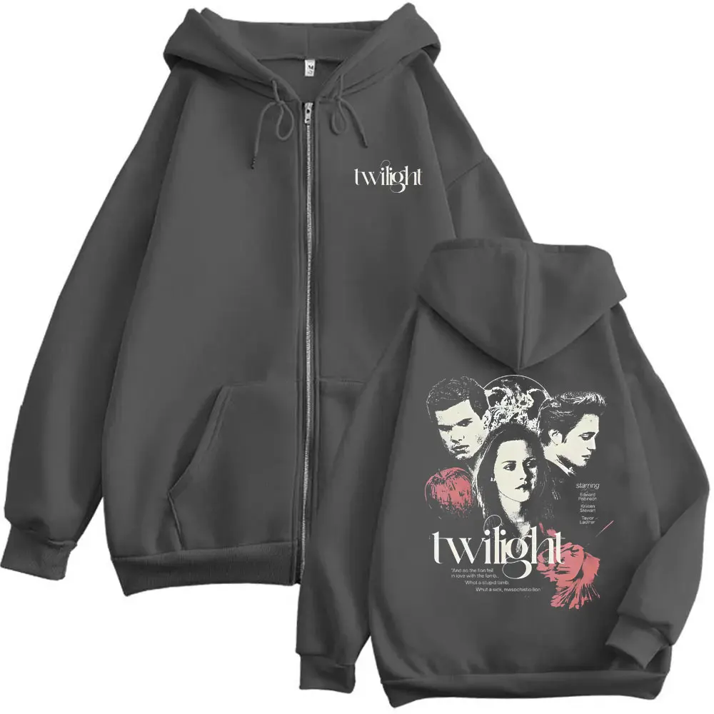 Twilight Vampire Robert Pattinson Edward Cullen Bella Jacob Black Zipper Hoodie Men Women Casual Fleece Vintage Zip Up Jacket