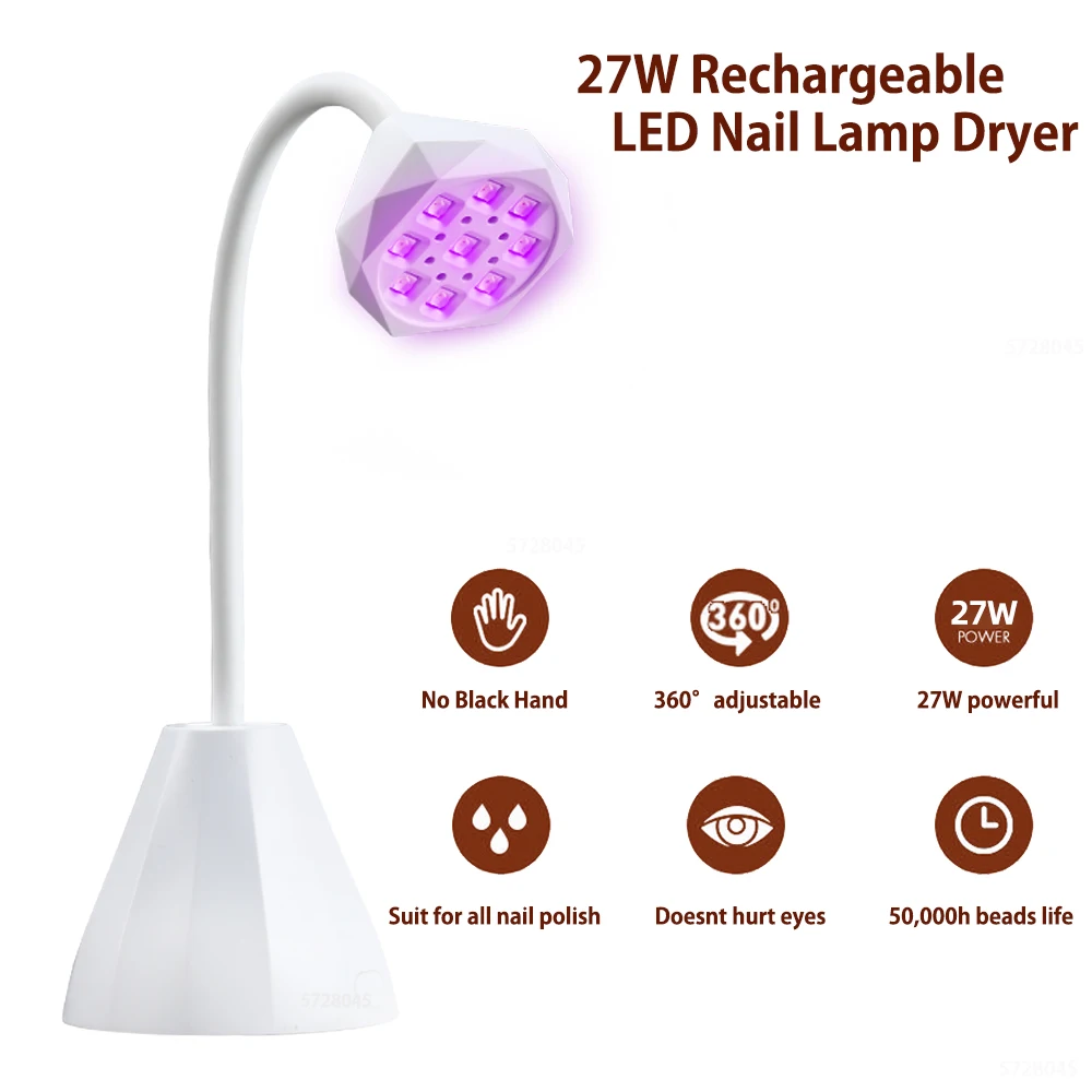 Lampada A Led Per Unghie 27W Asciugatrice Per Unghie Lampada Uv 360 ° Pieghevole Asciugatura Rapida Unghie Finte Manicure Smalto Colla Gel Polimerizza