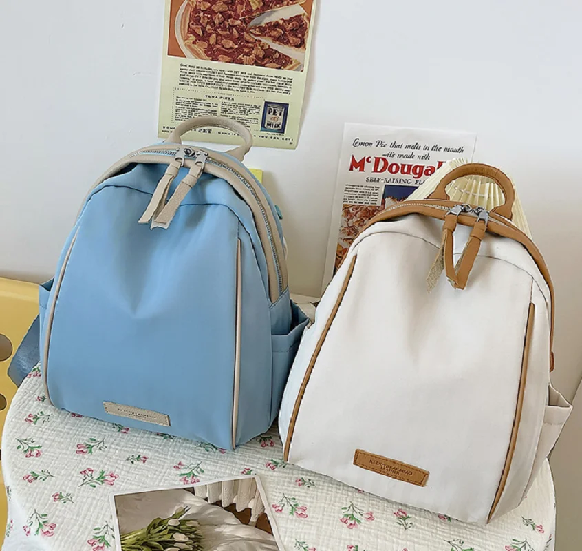 New Women Fashion Korean High Quality Nylon Backpack Casual Lovely Girls School Bag Double Zipper Shoulder Bags Crossbody Bag