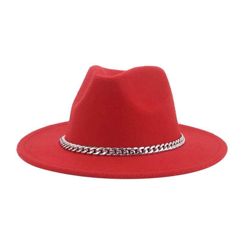 Fedoras Hats for Women Men Felt Accessories Silver Chain Winter Women Hat Luxury Fashionable Panama Men Hat Sombreros De Mujer fedora cap