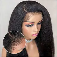 Perruque de cheveux humains 4C bouclés et raides, avec dentelle frontale HD transparente 360, prête à porter et sans colle 6
