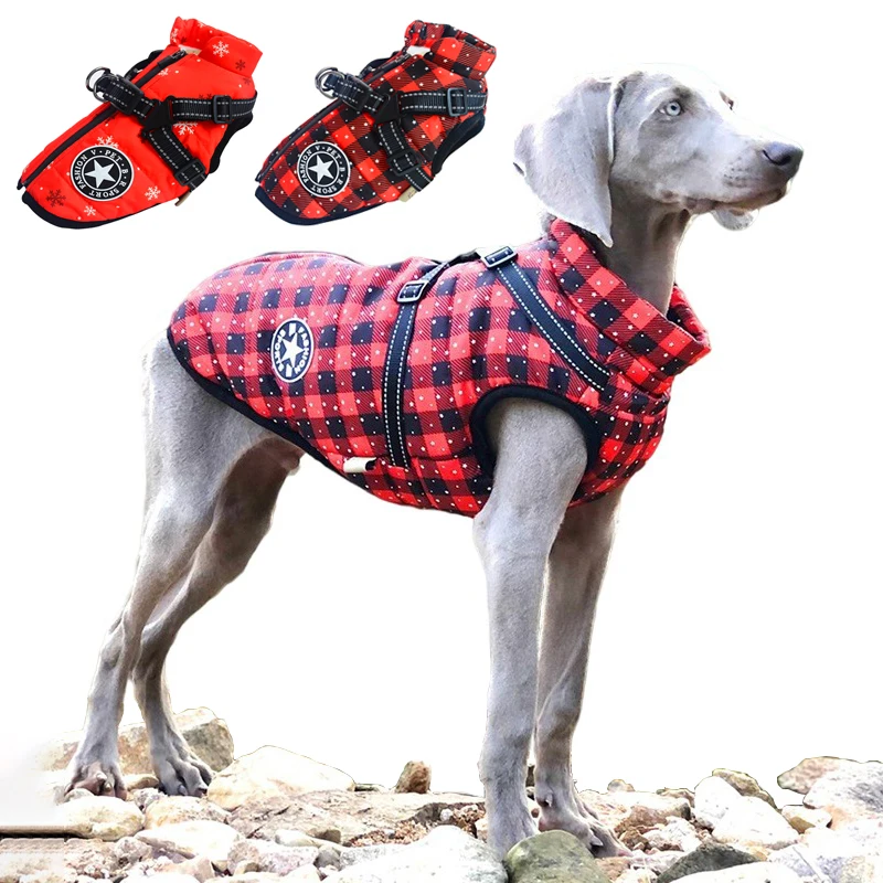 Christmas Big Dog Jacket Winter Warm Dog Clothes for Small Medium Large